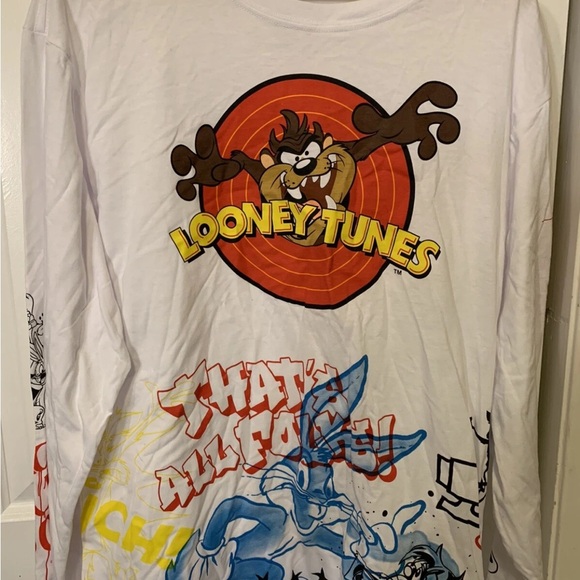 Warner Bros. Looney Tunes mens Sz L White Graphic‎ Tee - Picture 11 of 12